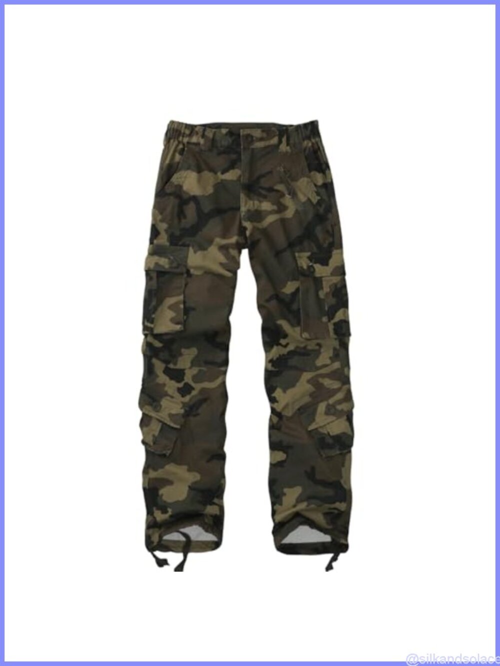 Women Mid-Rise Cargo Pants Heavy Cotton 8 Pockets Straight Leg
